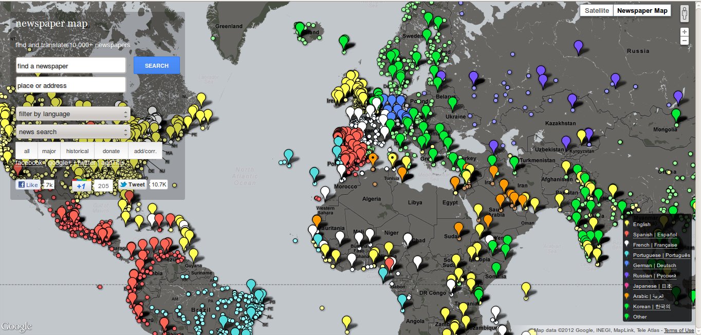 Map of regional newspapers